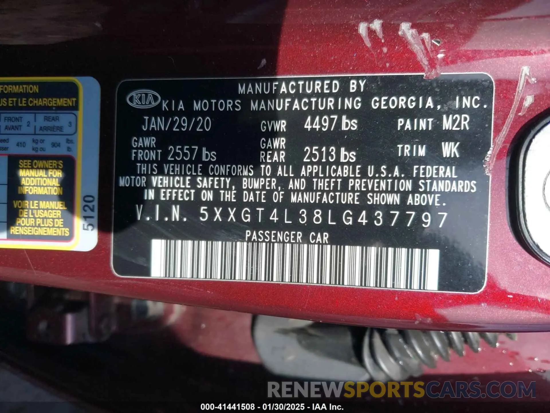 9 fotografías del automóvil dañado 5XXGT4L38LG437797 KIA OPTIMA 2020