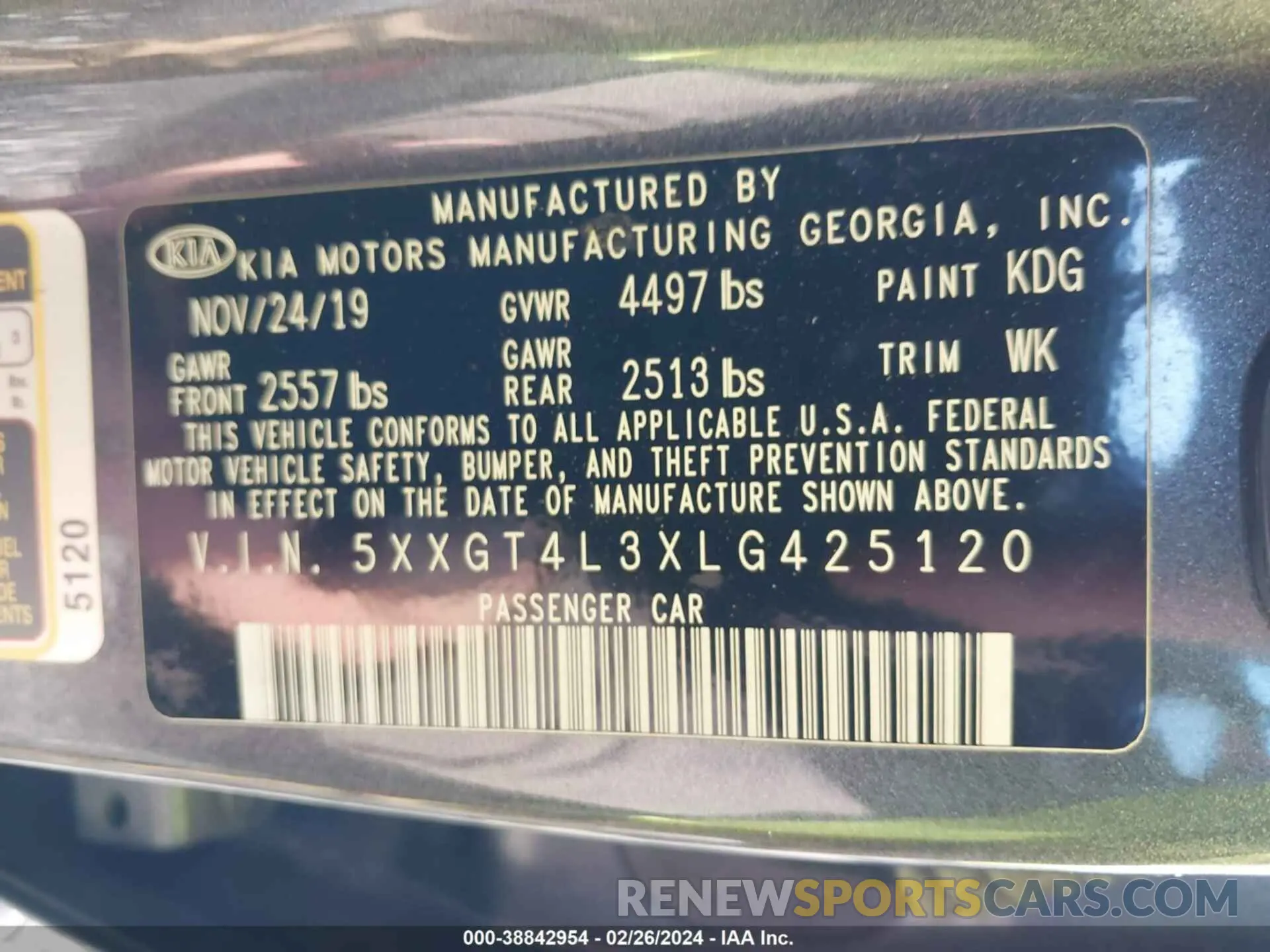 9 fotografías del automóvil dañado 5XXGT4L3XLG425120 KIA OPTIMA 2020