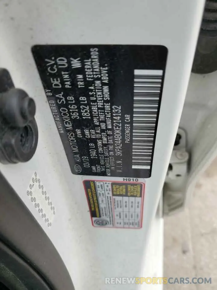 12 fotografías del automóvil dañado 3KPA24AB0KE214132 KIA RIO 2019