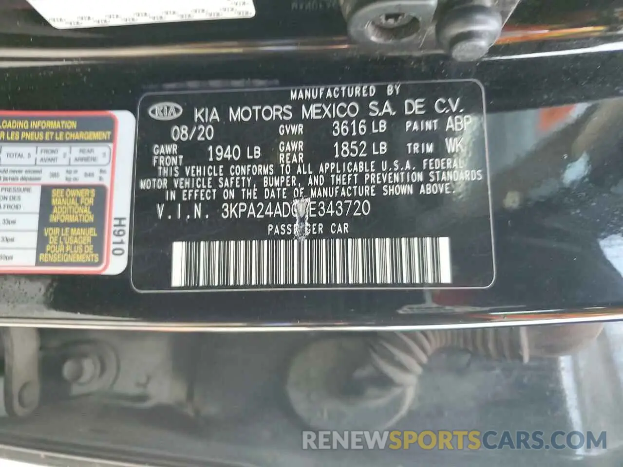 13 fotografías del automóvil dañado 3KPA24AD0LE343720 KIA RIO 2020