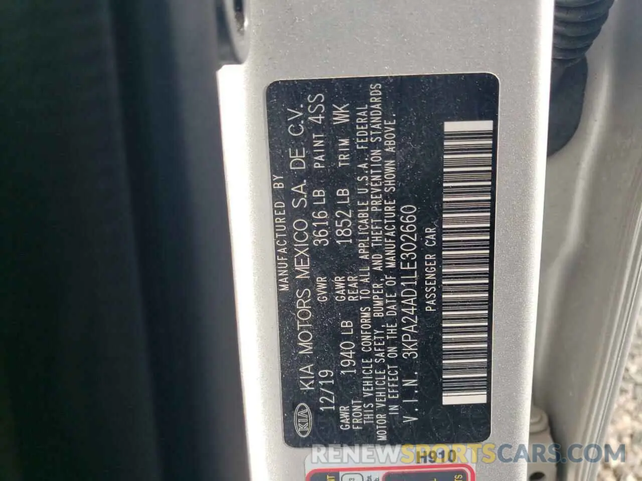 14 fotografías del automóvil dañado 3KPA24AD1LE302660 KIA RIO 2020
