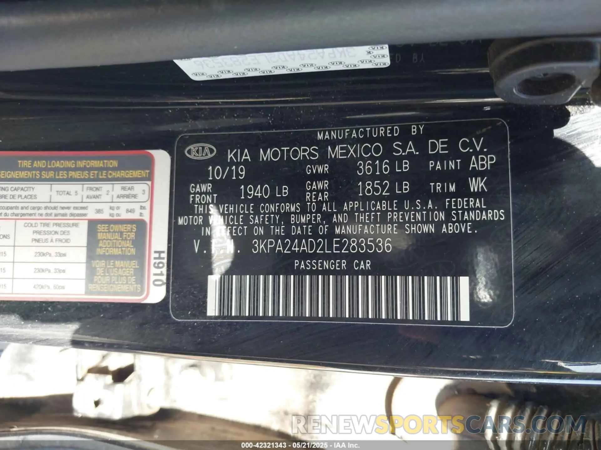 9 fotografías del automóvil dañado 3KPA24AD2LE283536 KIA RIO 2020