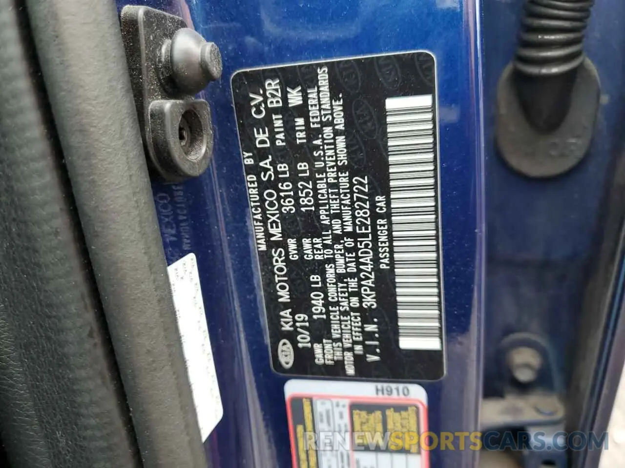 12 fotografías del automóvil dañado 3KPA24AD5LE282722 KIA RIO 2020