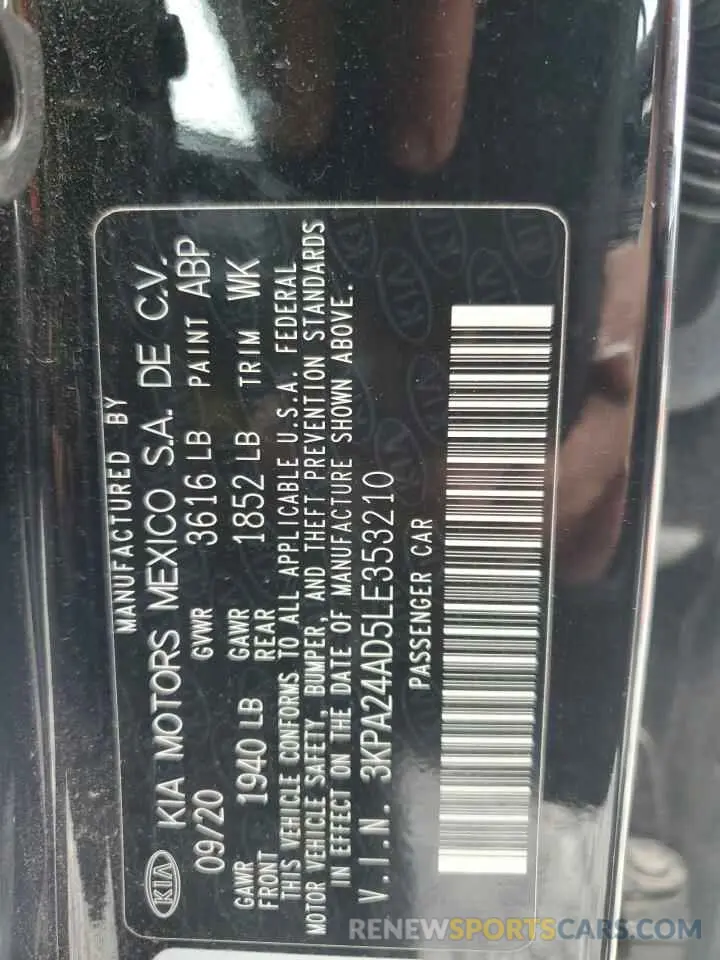 12 fotografías del automóvil dañado 3KPA24AD5LE353210 KIA RIO 2020
