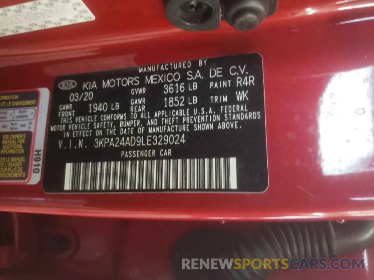 14 fotografías del automóvil dañado 3KPA24AD9LE329024 KIA RIO 2020