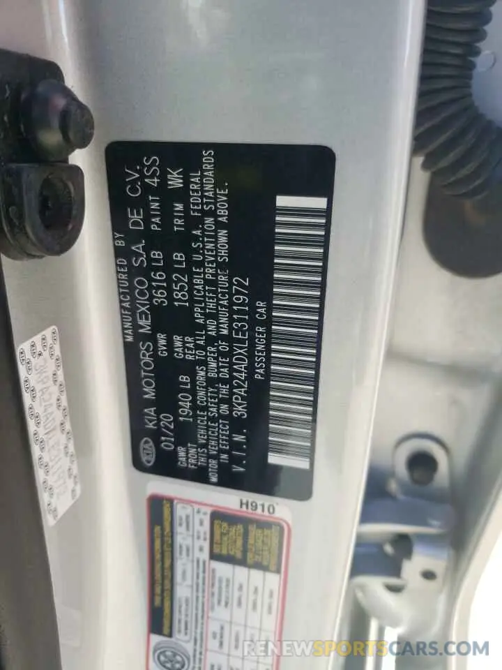 13 fotografías del automóvil dañado 3KPA24ADXLE311972 KIA RIO 2020