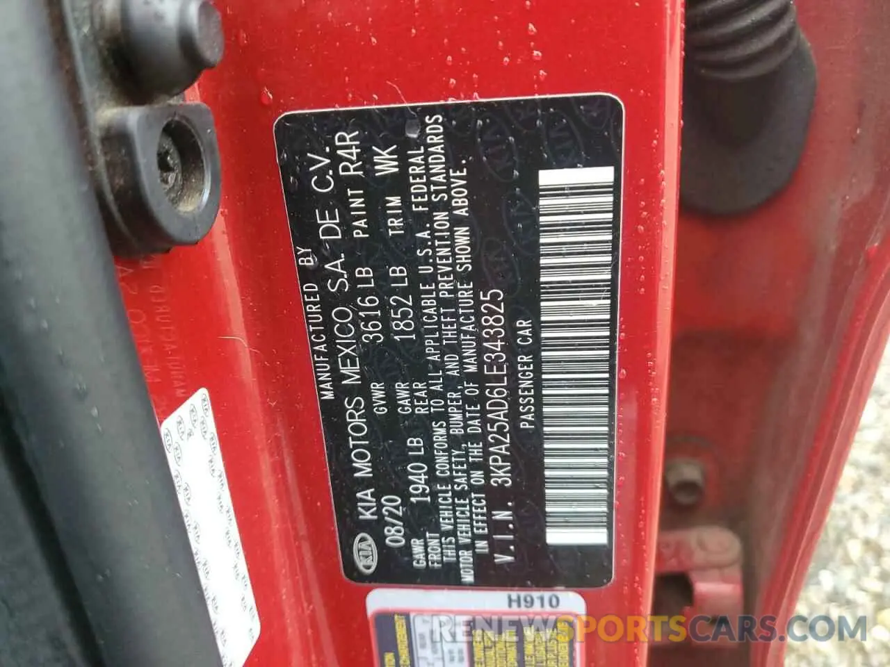 15 fotografías del automóvil dañado 3KPA25AD6LE343825 KIA RIO 2020
