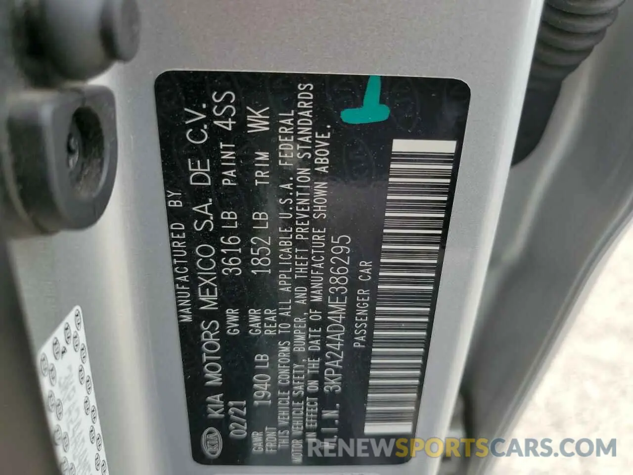 12 fotografías del automóvil dañado 3KPA24AD4ME386295 KIA RIO 2021