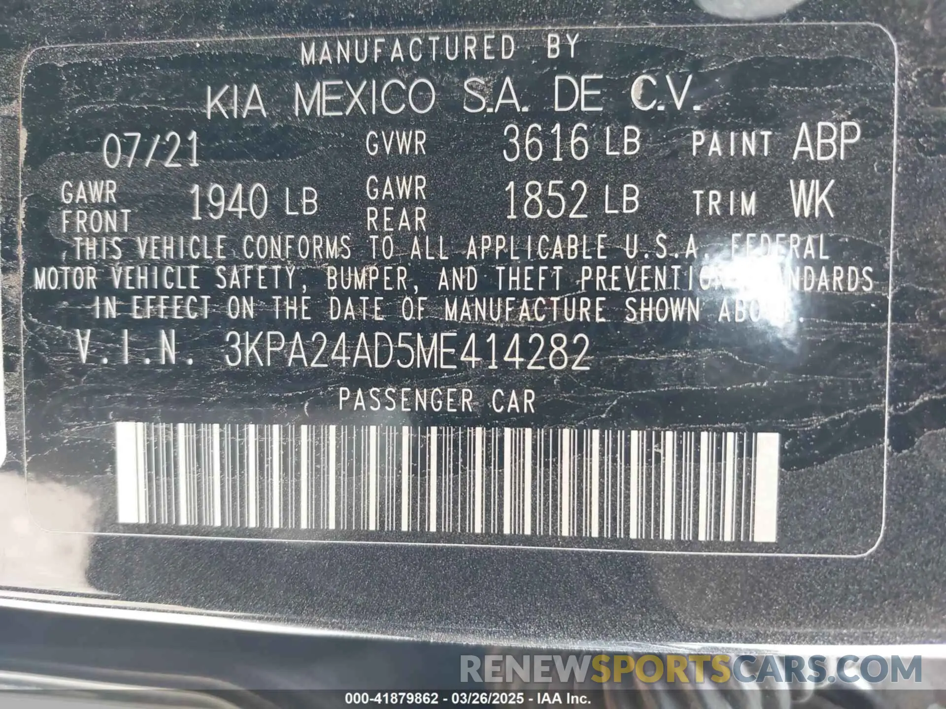 9 fotografías del automóvil dañado 3KPA24AD5ME414282 KIA RIO 2021