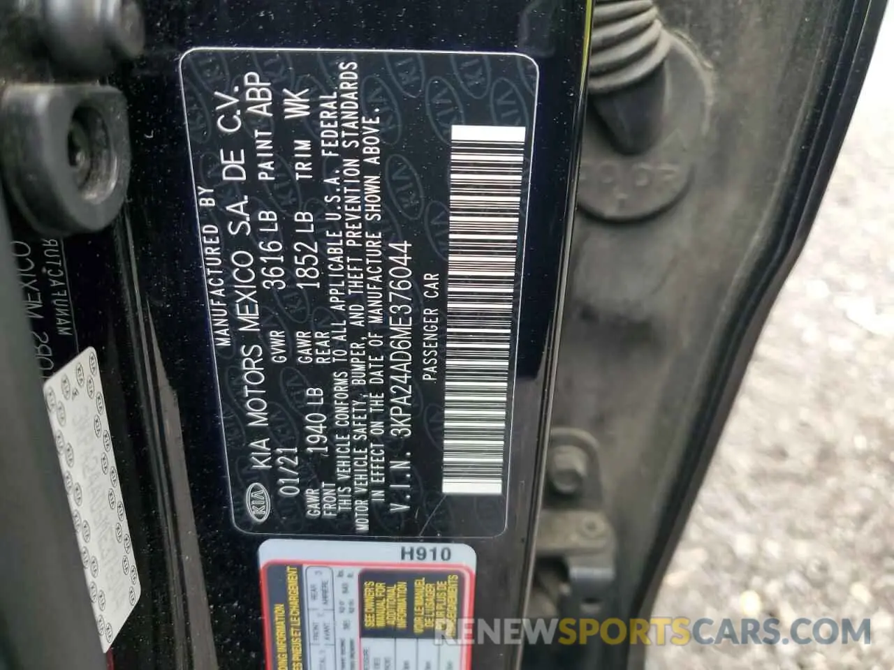 13 fotografías del automóvil dañado 3KPA24AD6ME376044 KIA RIO 2021