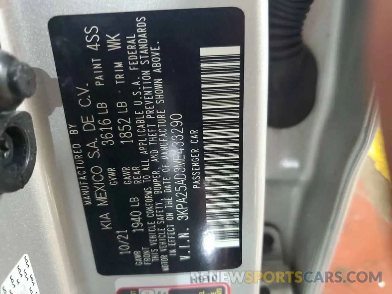 12 fotografías del automóvil dañado 3KPA25AD3ME433290 KIA RIO 2021