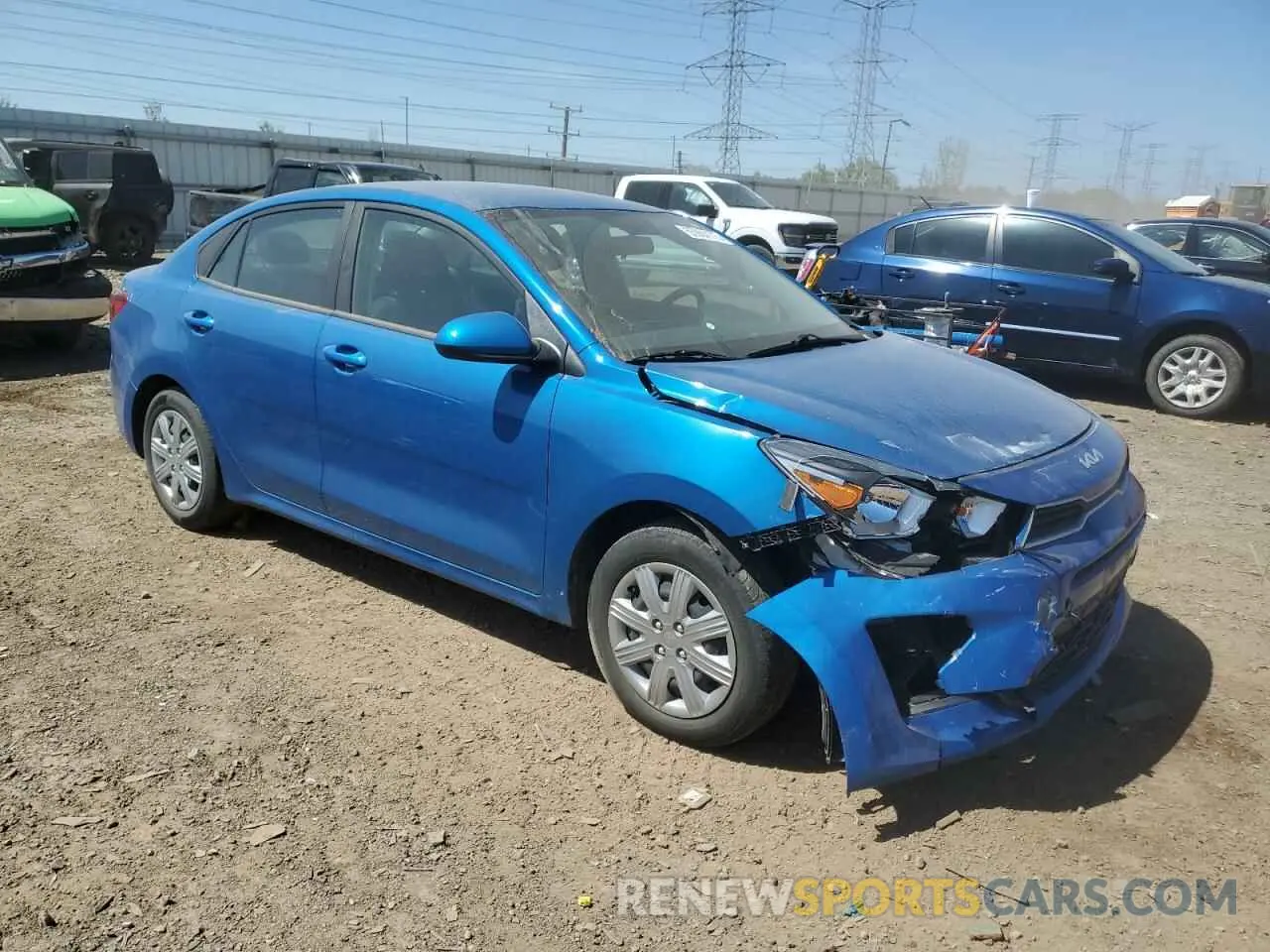 4 fotografías del automóvil dañado 3KPA24AD2NE443336 KIA RIO 2022