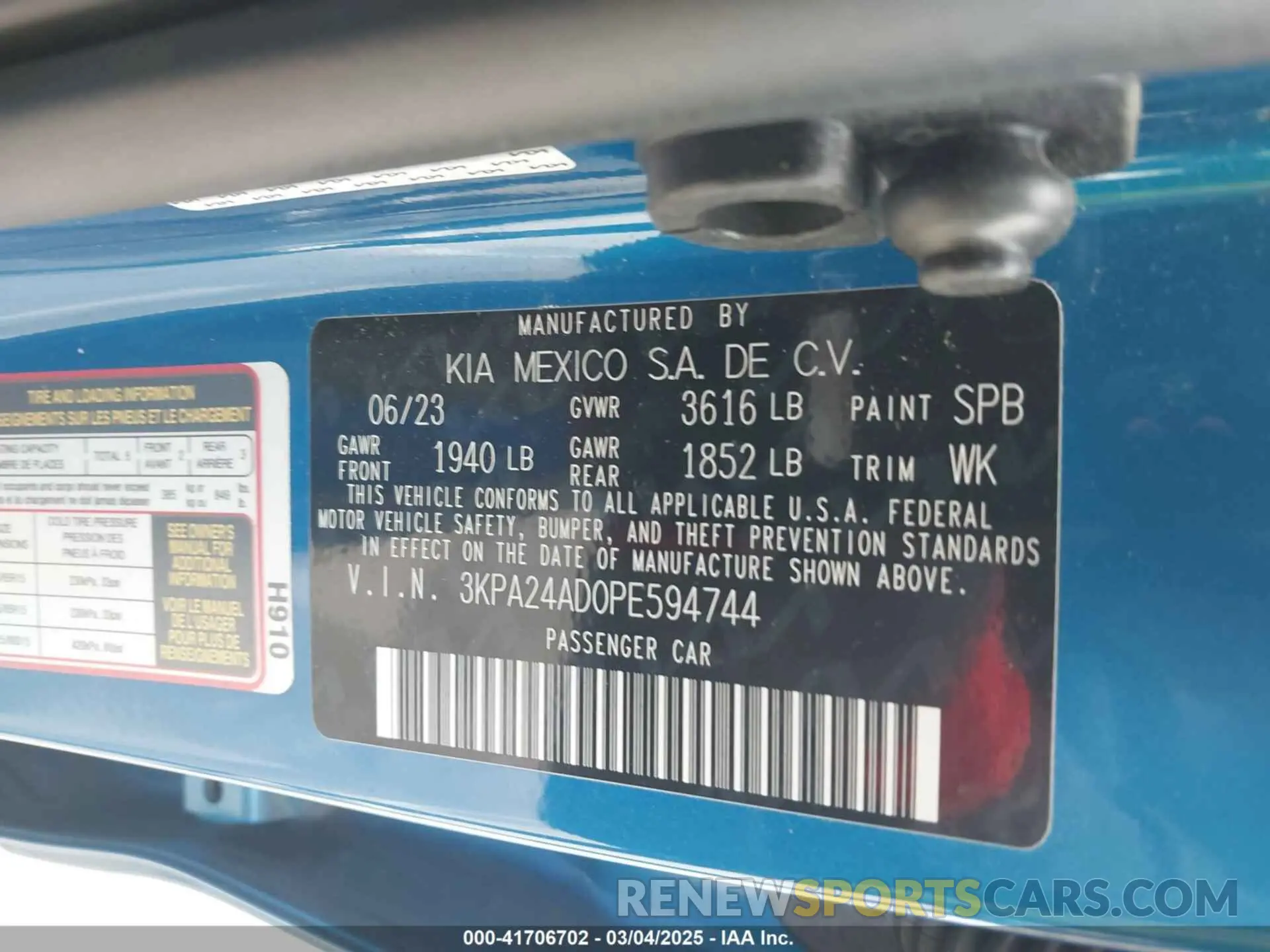 9 fotografías del automóvil dañado 3KPA24AD0PE594744 KIA RIO 2023