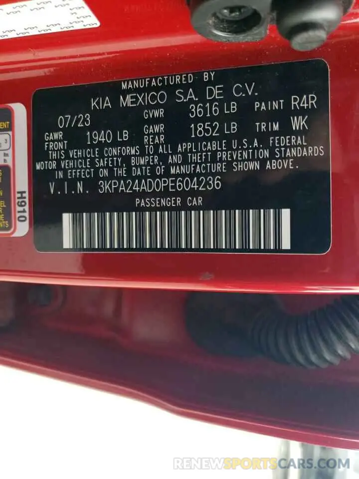 13 fotografías del automóvil dañado 3KPA24AD0PE604236 KIA RIO 2023