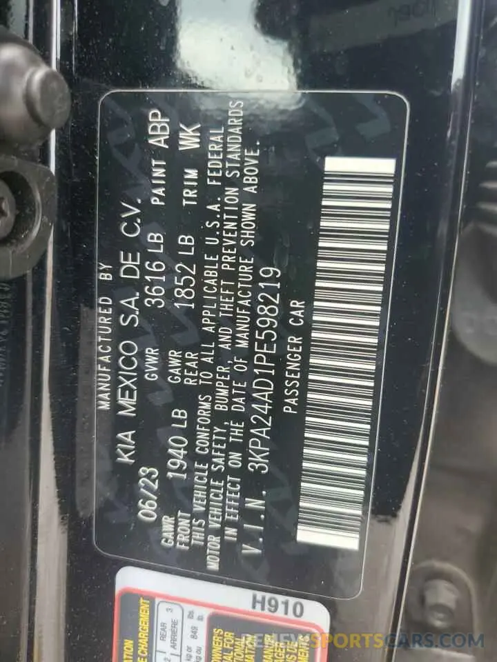 13 fotografías del automóvil dañado 3KPA24AD1PE598219 KIA RIO 2023