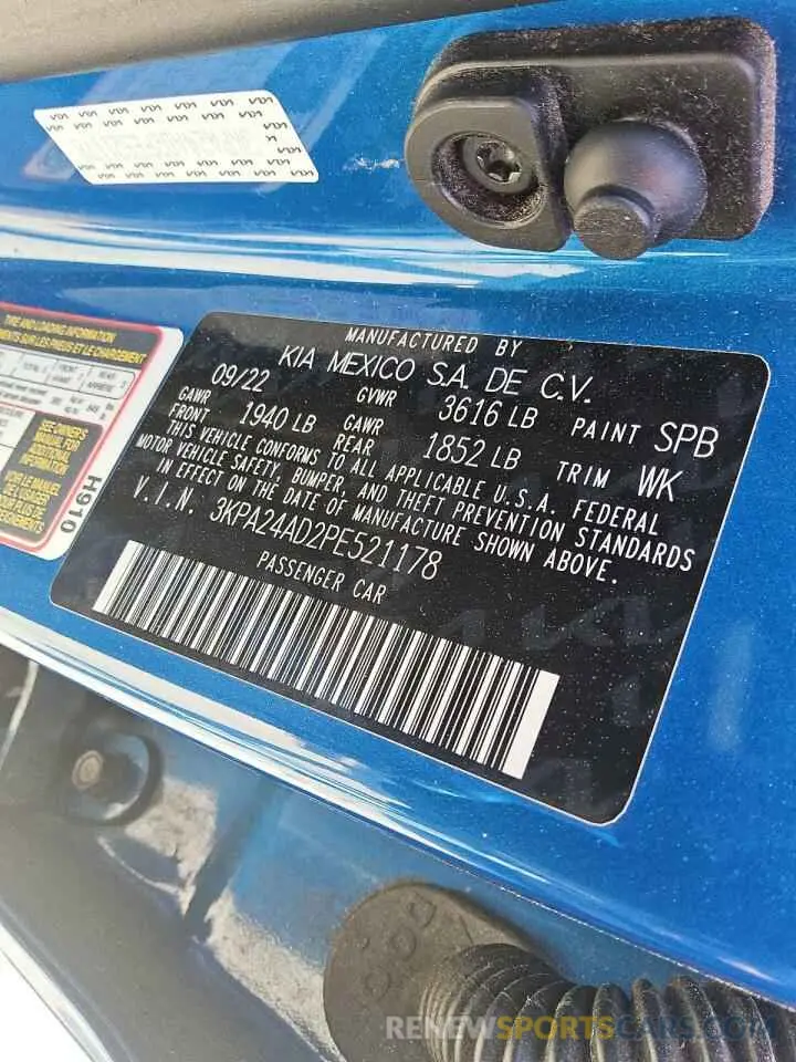 12 fotografías del automóvil dañado 3KPA24AD2PE521178 KIA RIO 2023