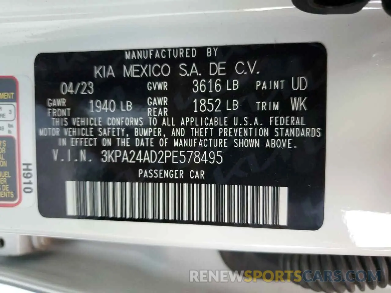 13 fotografías del automóvil dañado 3KPA24AD2PE578495 KIA RIO 2023