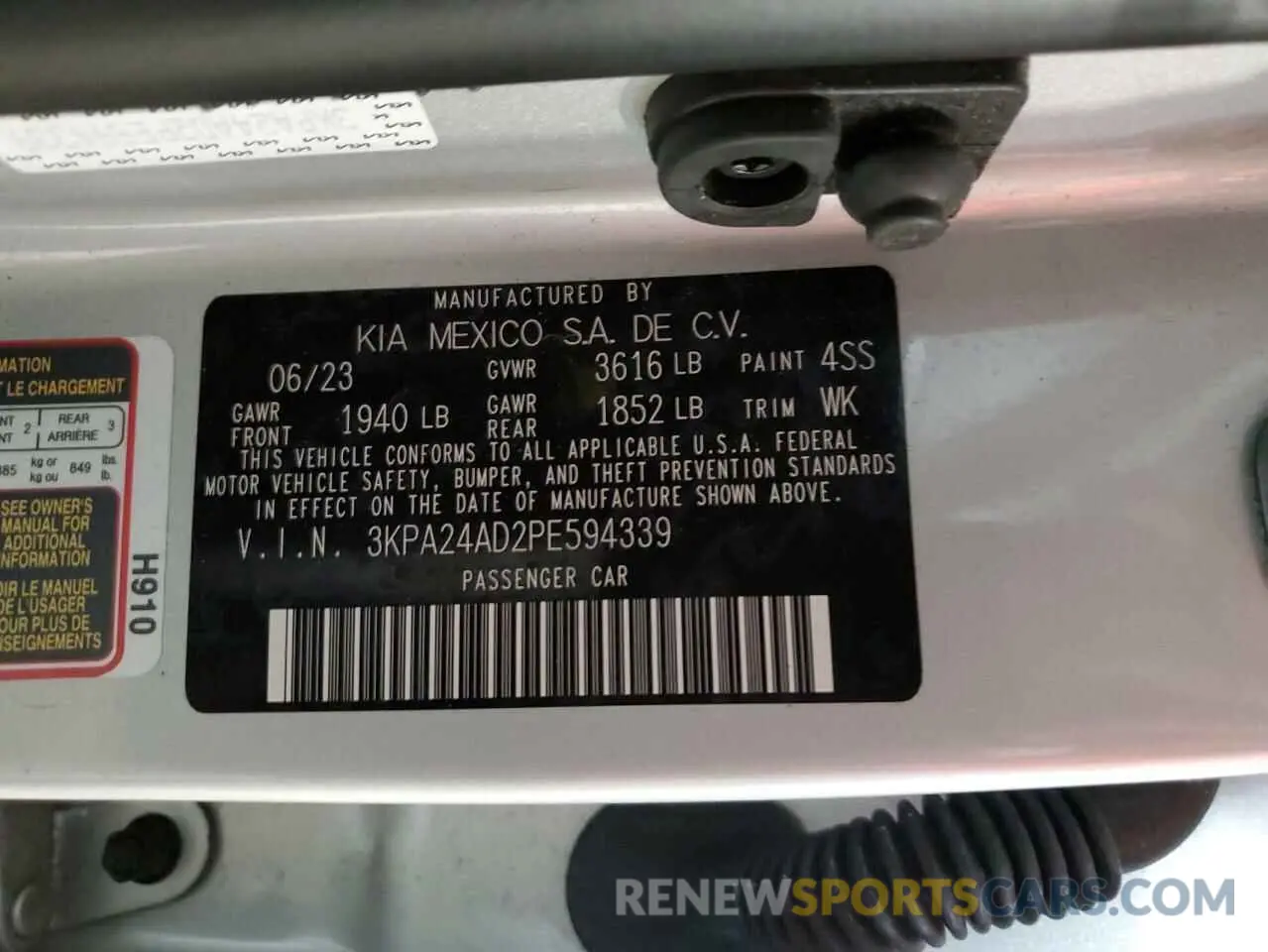 12 fotografías del automóvil dañado 3KPA24AD2PE594339 KIA RIO 2023