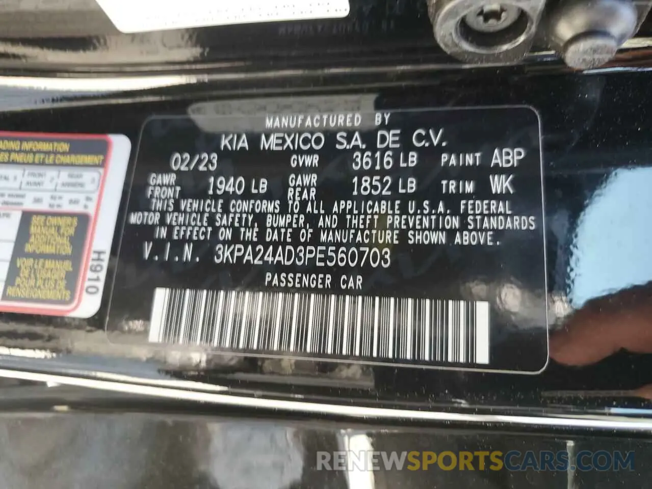 13 fotografías del automóvil dañado 3KPA24AD3PE560703 KIA RIO 2023