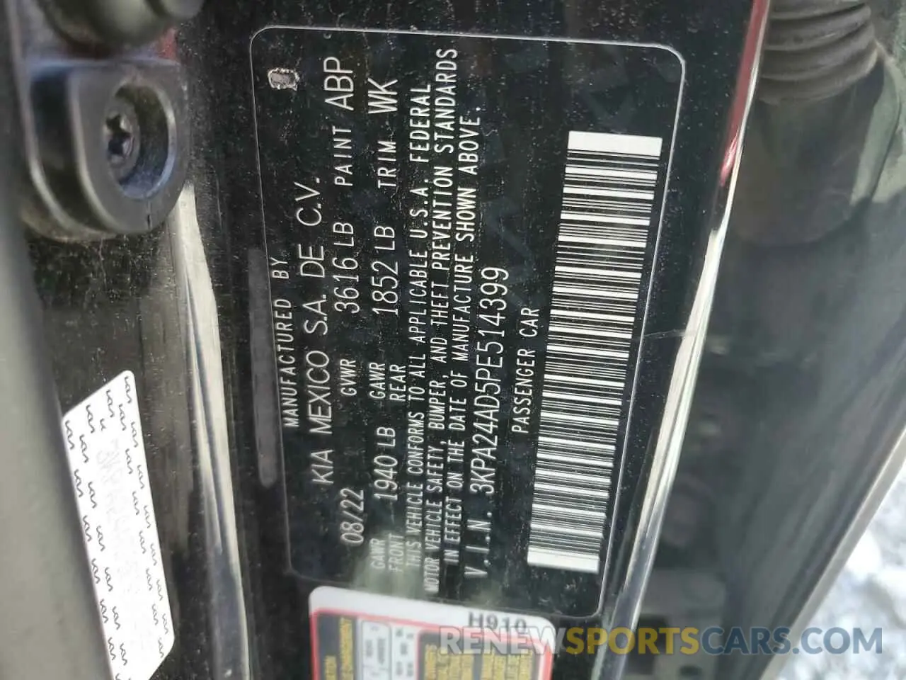 13 fotografías del automóvil dañado 3KPA24AD5PE514399 KIA RIO 2023