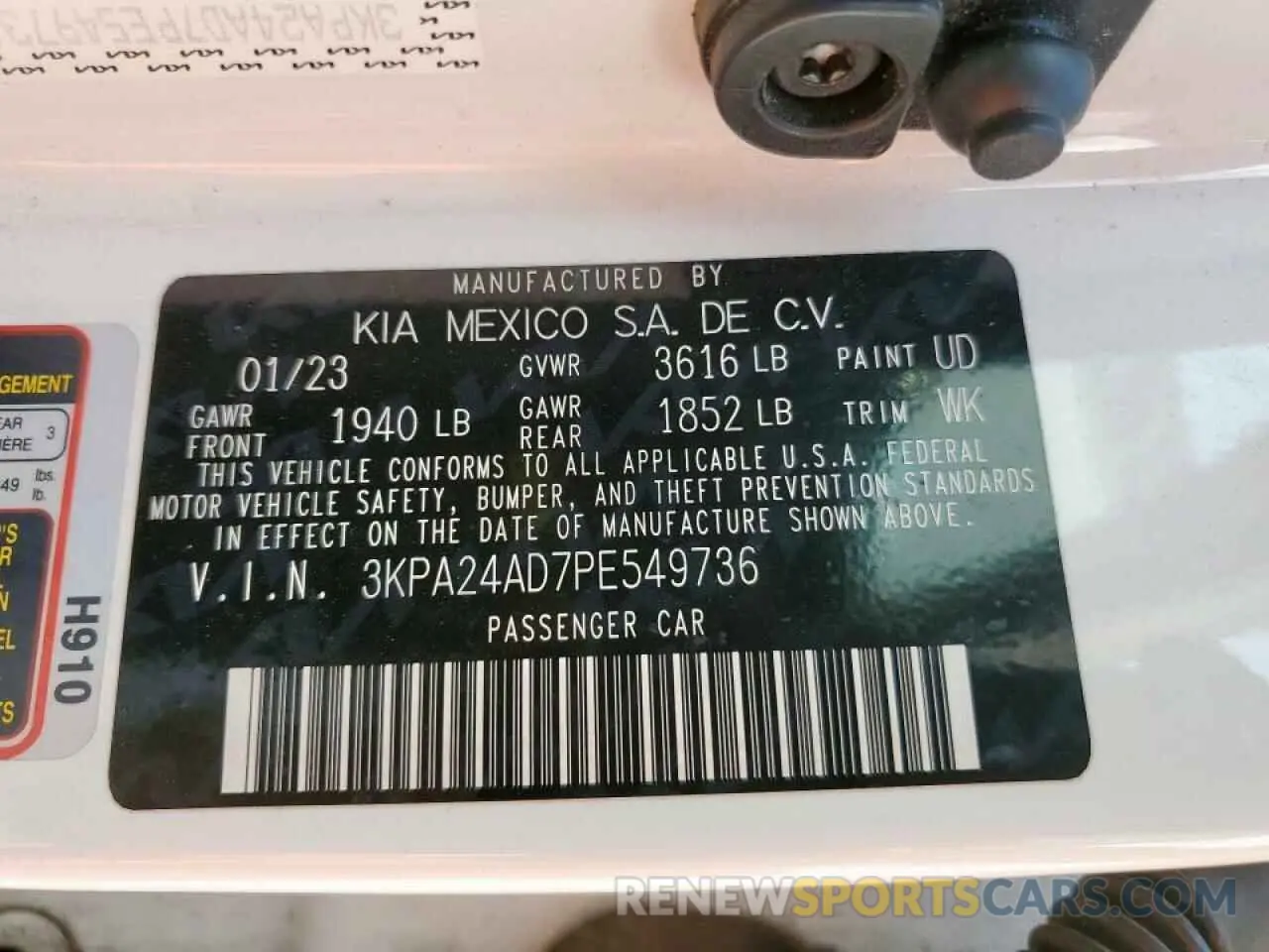 14 fotografías del automóvil dañado 3KPA24AD7PE549736 KIA RIO 2023