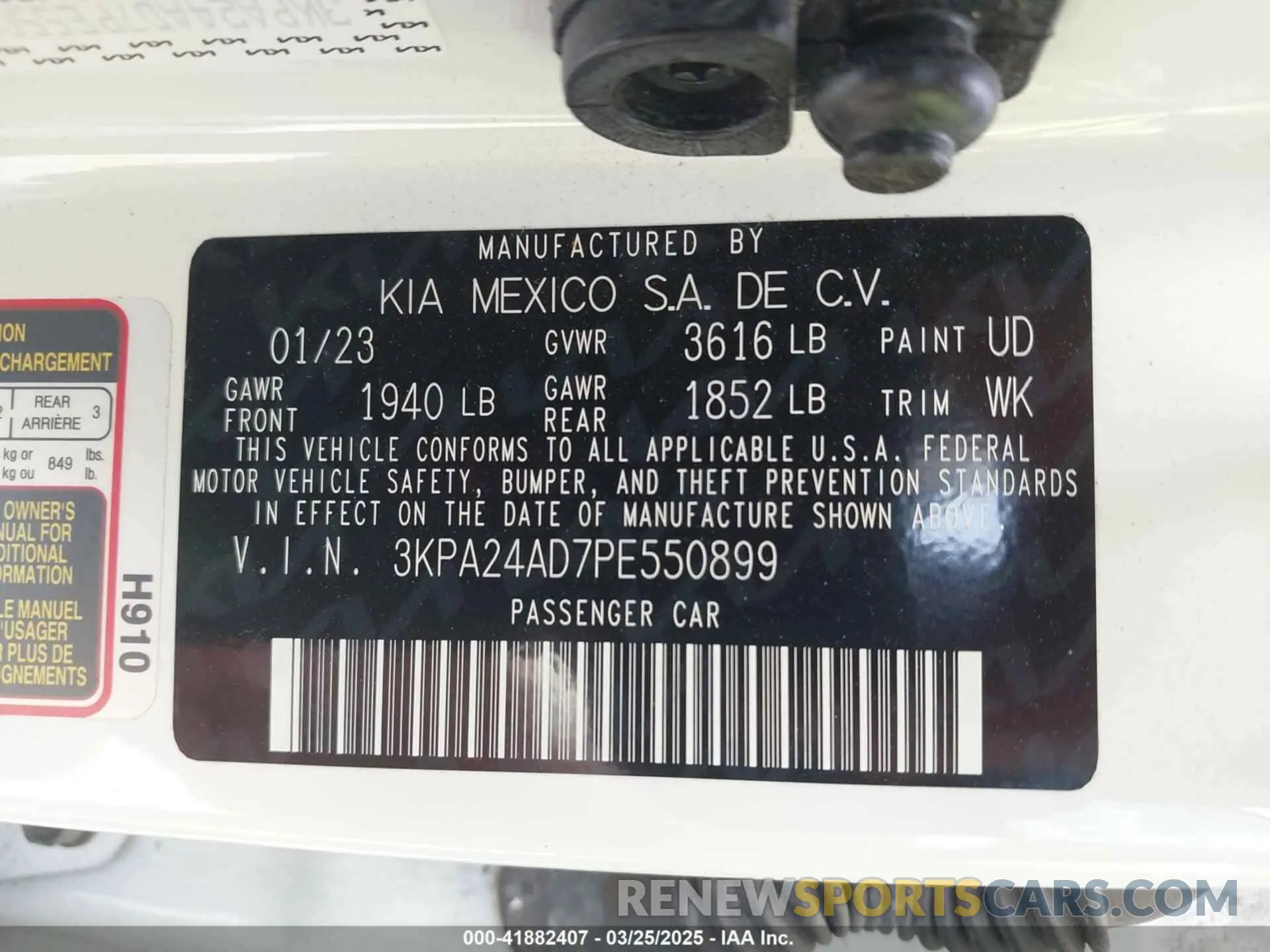 9 fotografías del automóvil dañado 3KPA24AD7PE550899 KIA RIO 2023