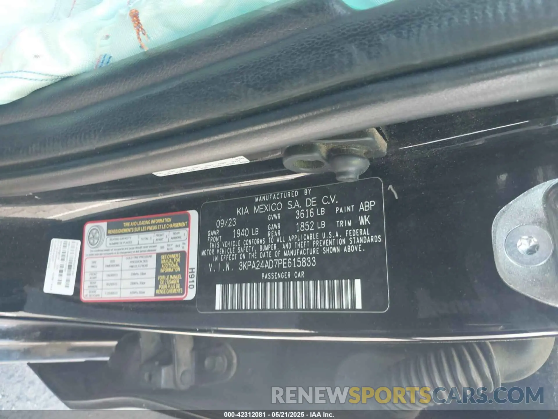9 fotografías del automóvil dañado 3KPA24AD7PE615833 KIA RIO 2023