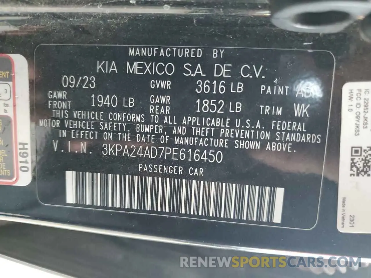 13 fotografías del automóvil dañado 3KPA24AD7PE616450 KIA RIO 2023
