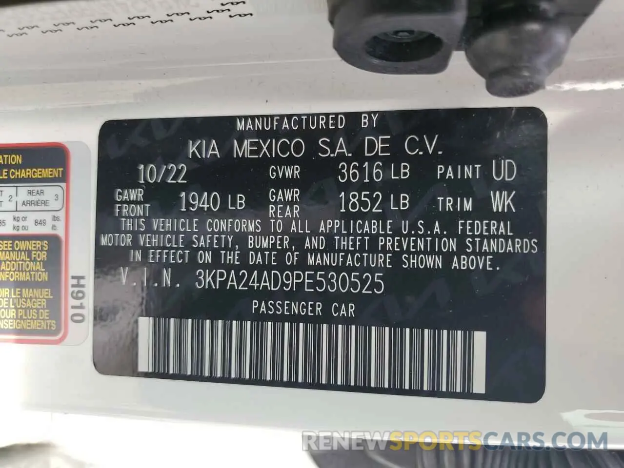 12 fotografías del automóvil dañado 3KPA24AD9PE530525 KIA RIO 2023