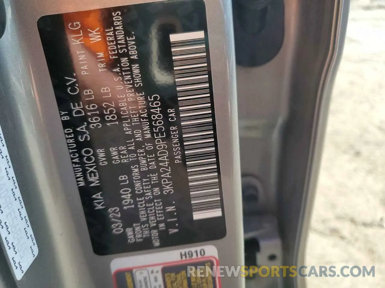 12 fotografías del automóvil dañado 3KPA24AD9PE568465 KIA RIO 2023