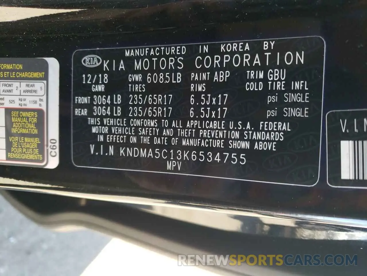 13 fotografías del automóvil dañado KNDMA5C13K6534755 KIA SEDONA 2019
