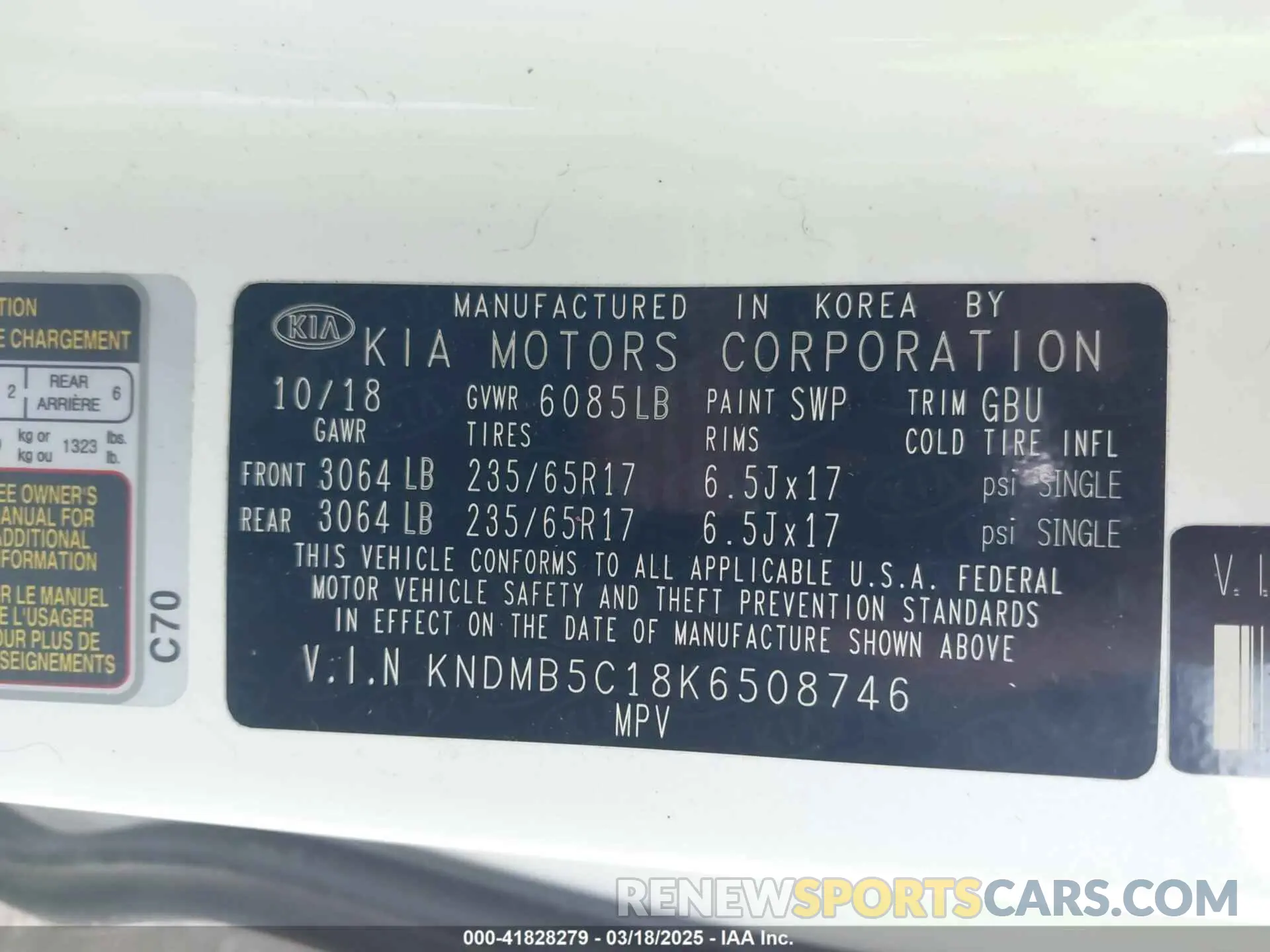 9 fotografías del automóvil dañado KNDMB5C18K6508746 KIA SEDONA 2019