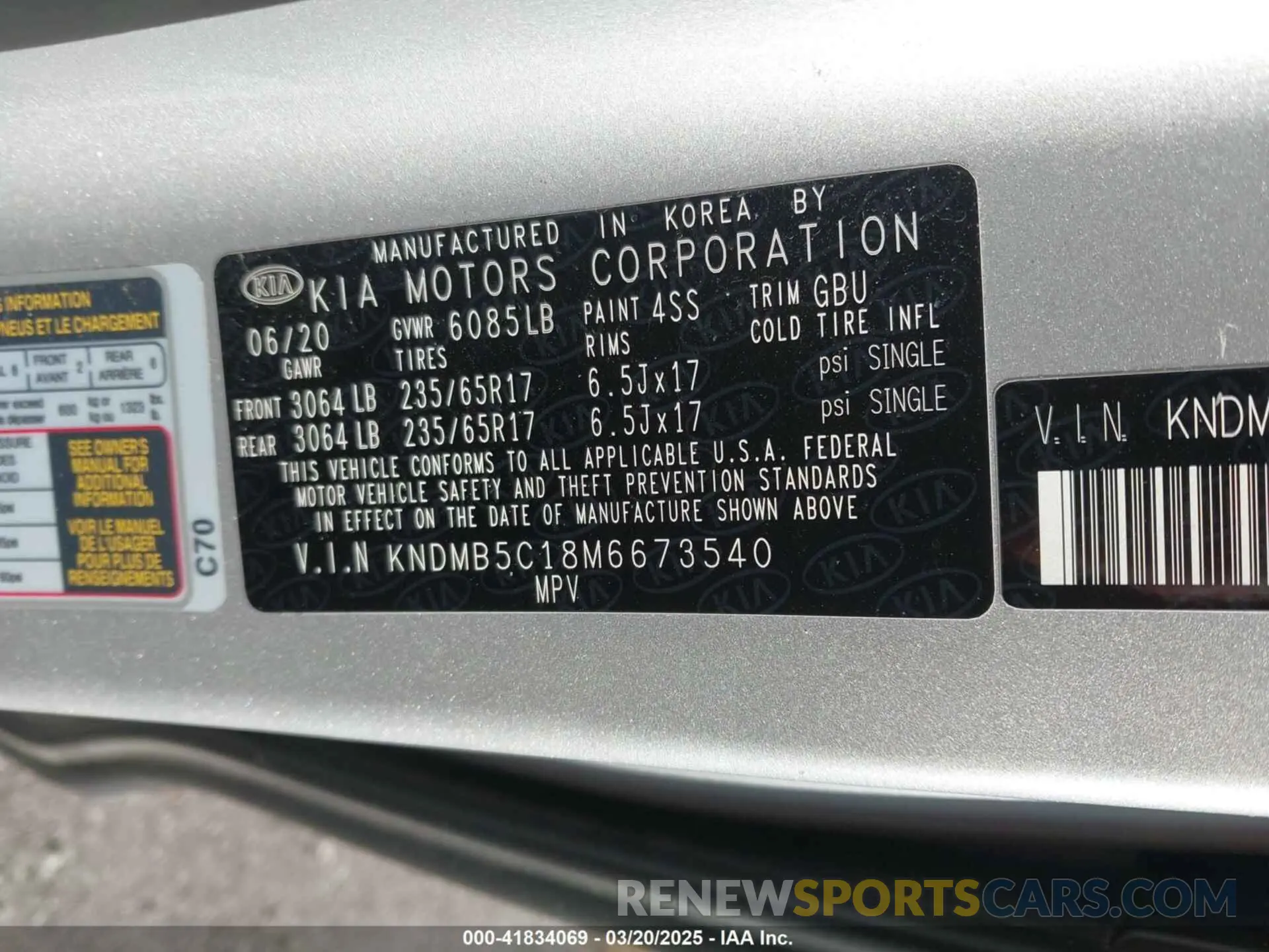 9 fotografías del automóvil dañado KNDMB5C18M6673540 KIA SEDONA 2021