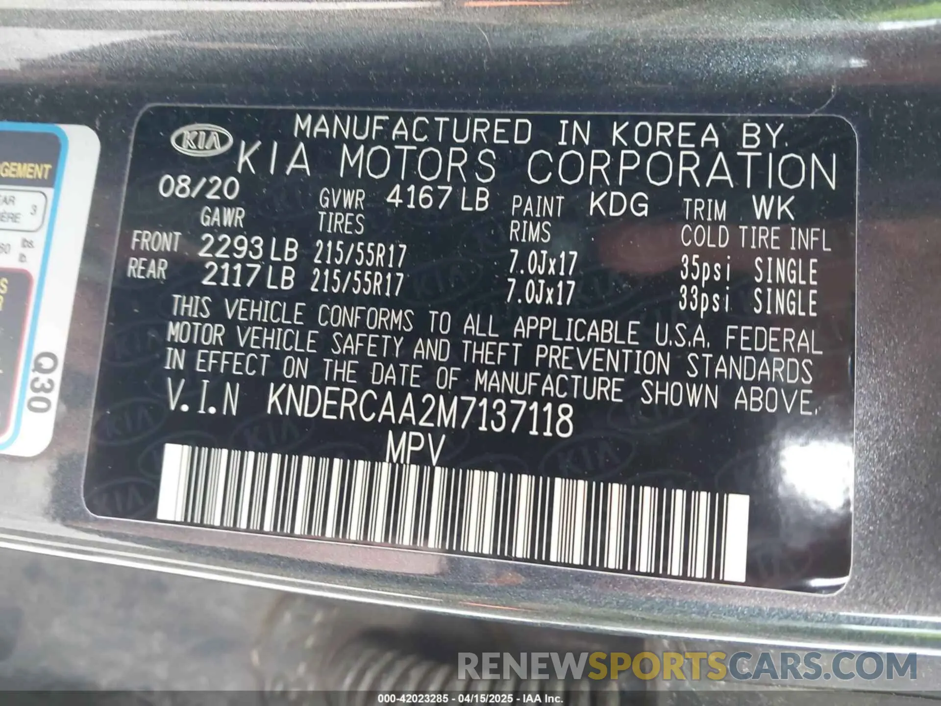 9 fotografías del automóvil dañado KNDERCAA2M7137118 KIA SELTOS 2021