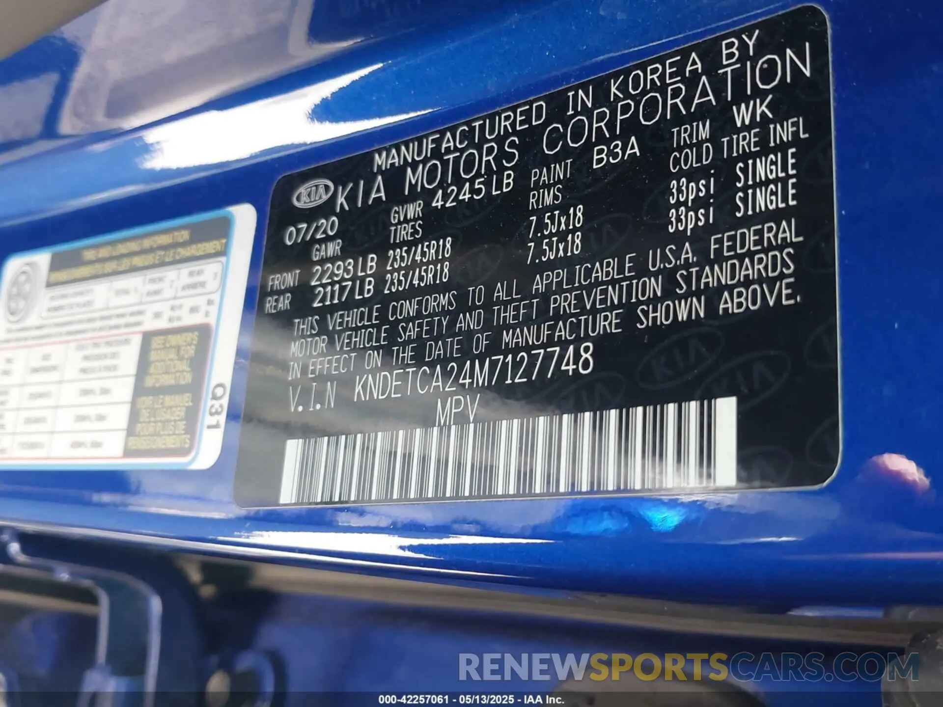 9 fotografías del automóvil dañado KNDETCA24M7127748 KIA SELTOS 2021