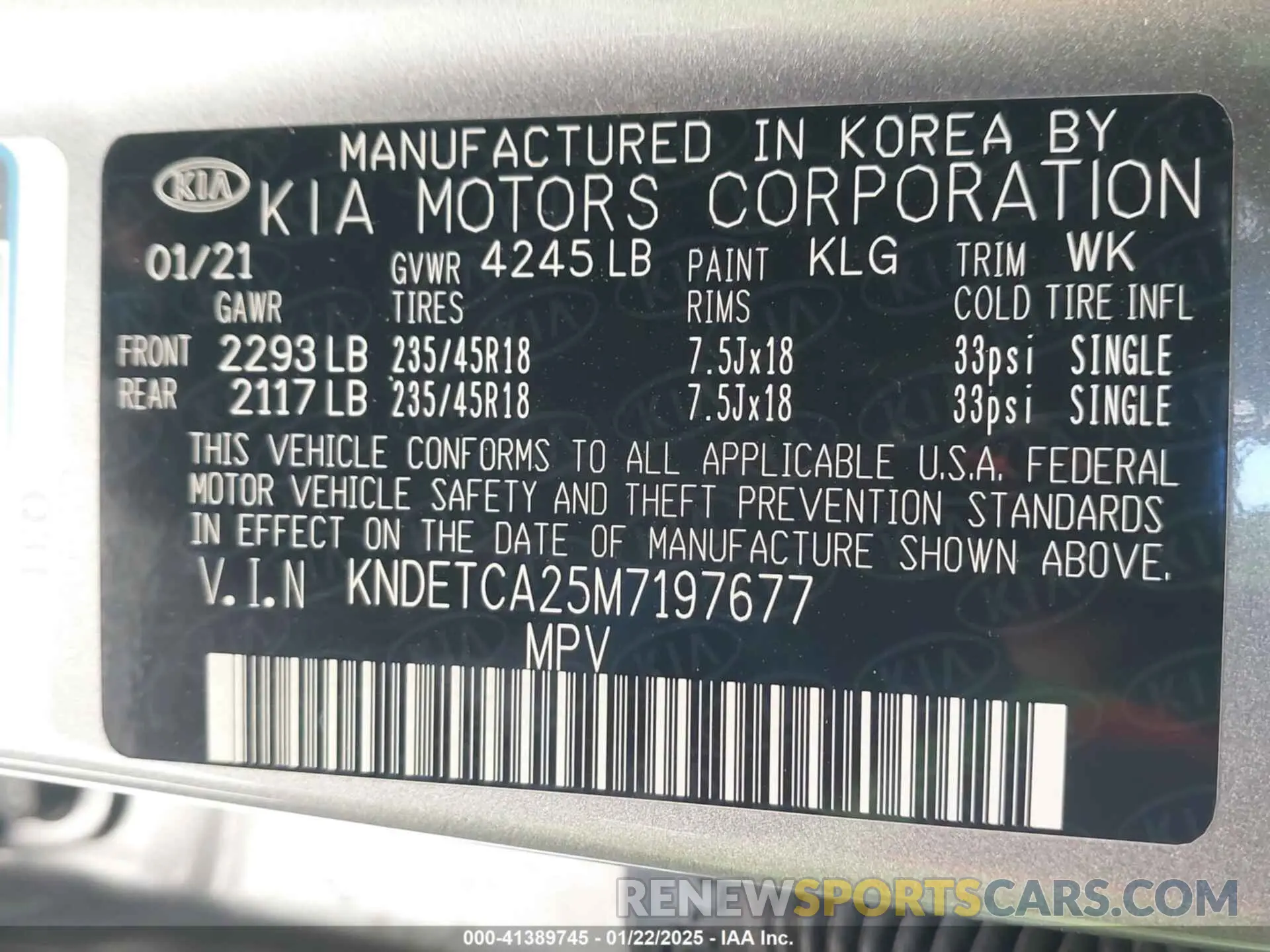9 fotografías del automóvil dañado KNDETCA25M7197677 KIA SELTOS 2021