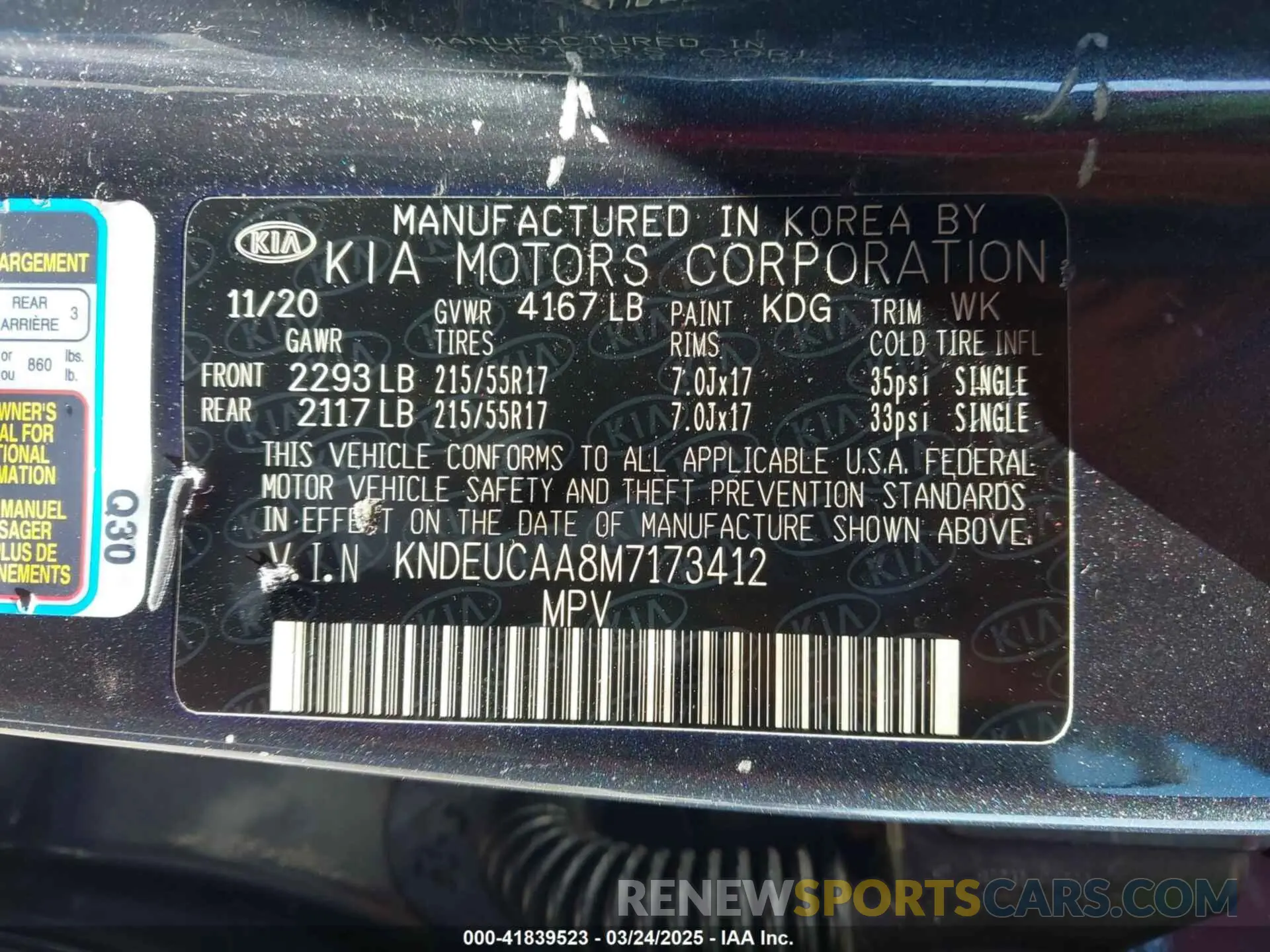 9 fotografías del automóvil dañado KNDEUCAA8M7173412 KIA SELTOS 2021