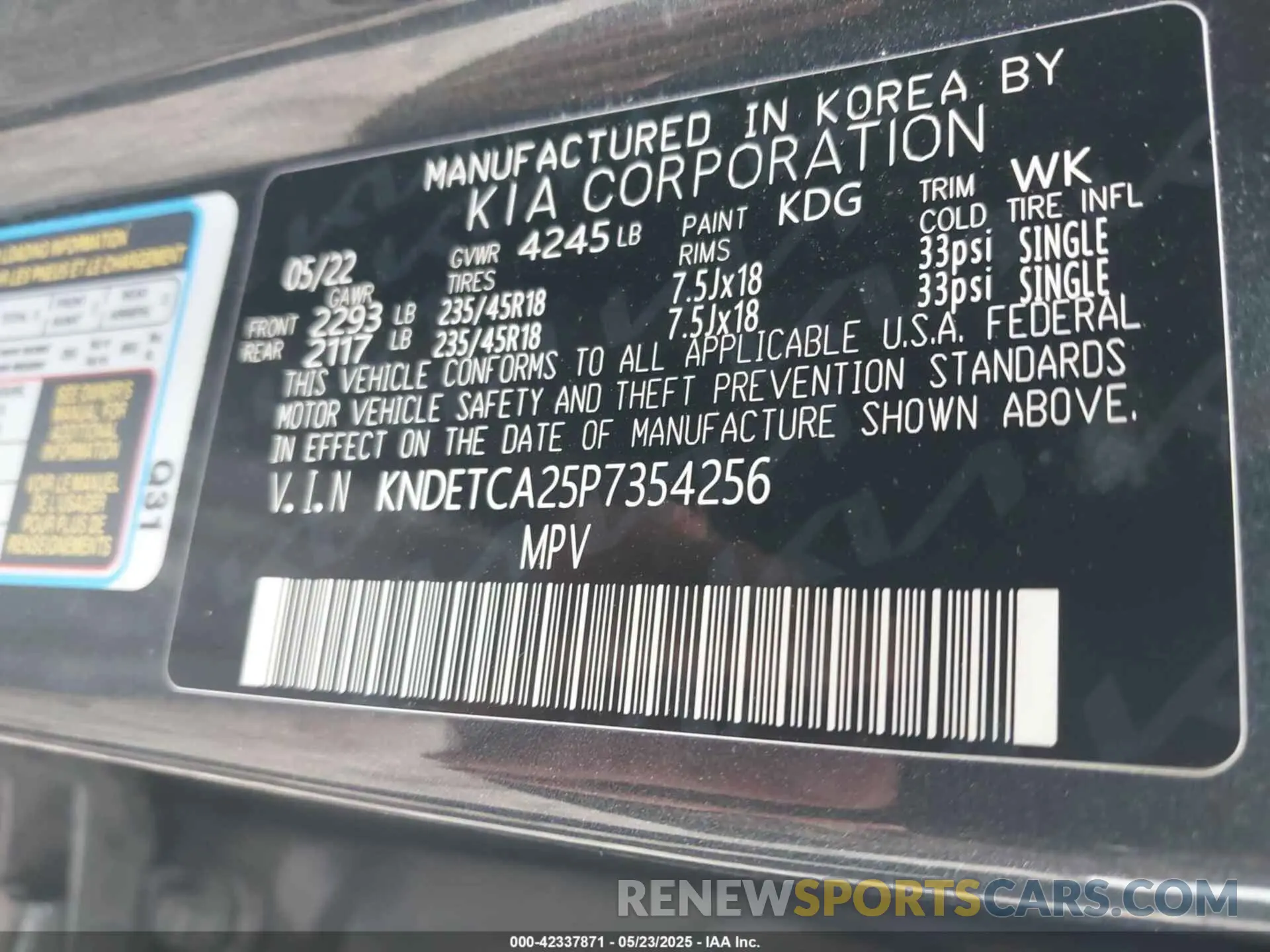 9 fotografías del automóvil dañado KNDETCA25P7354256 KIA SELTOS 2023