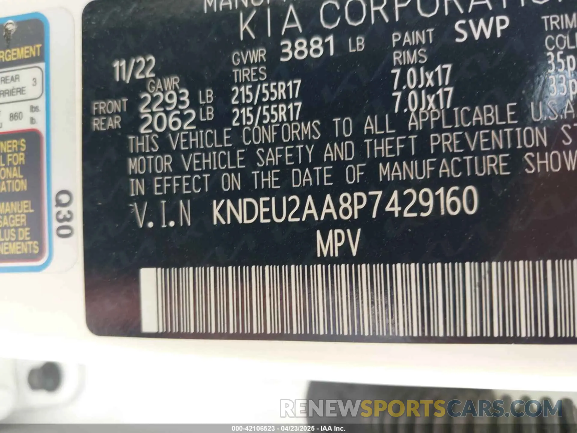 9 fotografías del automóvil dañado KNDEU2AA8P7429160 KIA SELTOS 2023