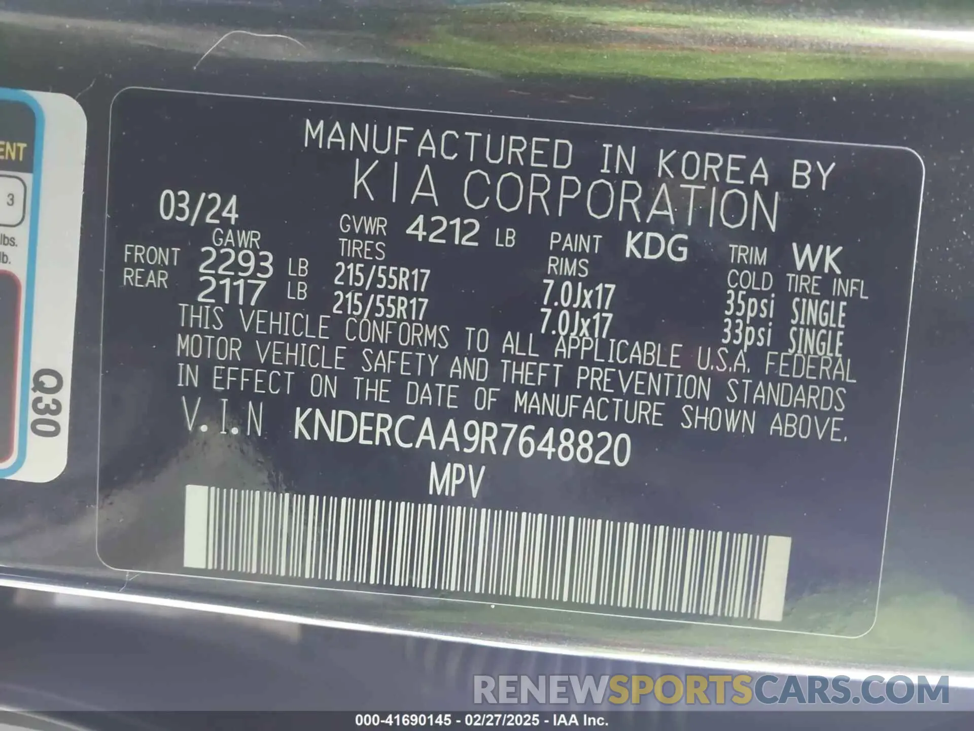 9 fotografías del automóvil dañado KNDERCAA9R7648820 KIA SELTOS 2024