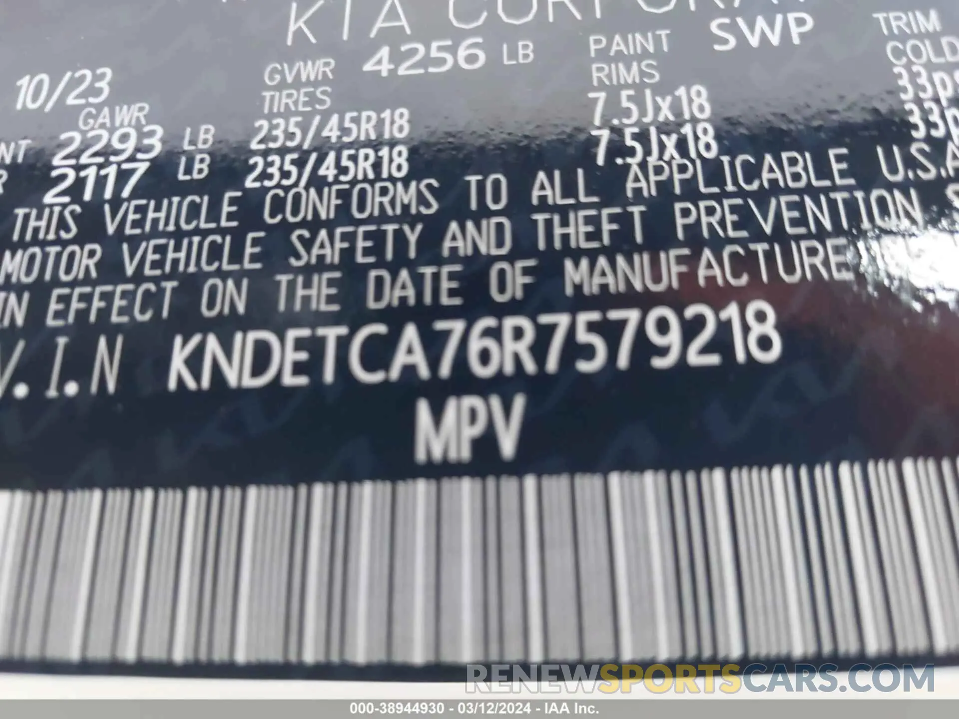 9 fotografías del automóvil dañado KNDETCA76R7579218 KIA SELTOS 2024