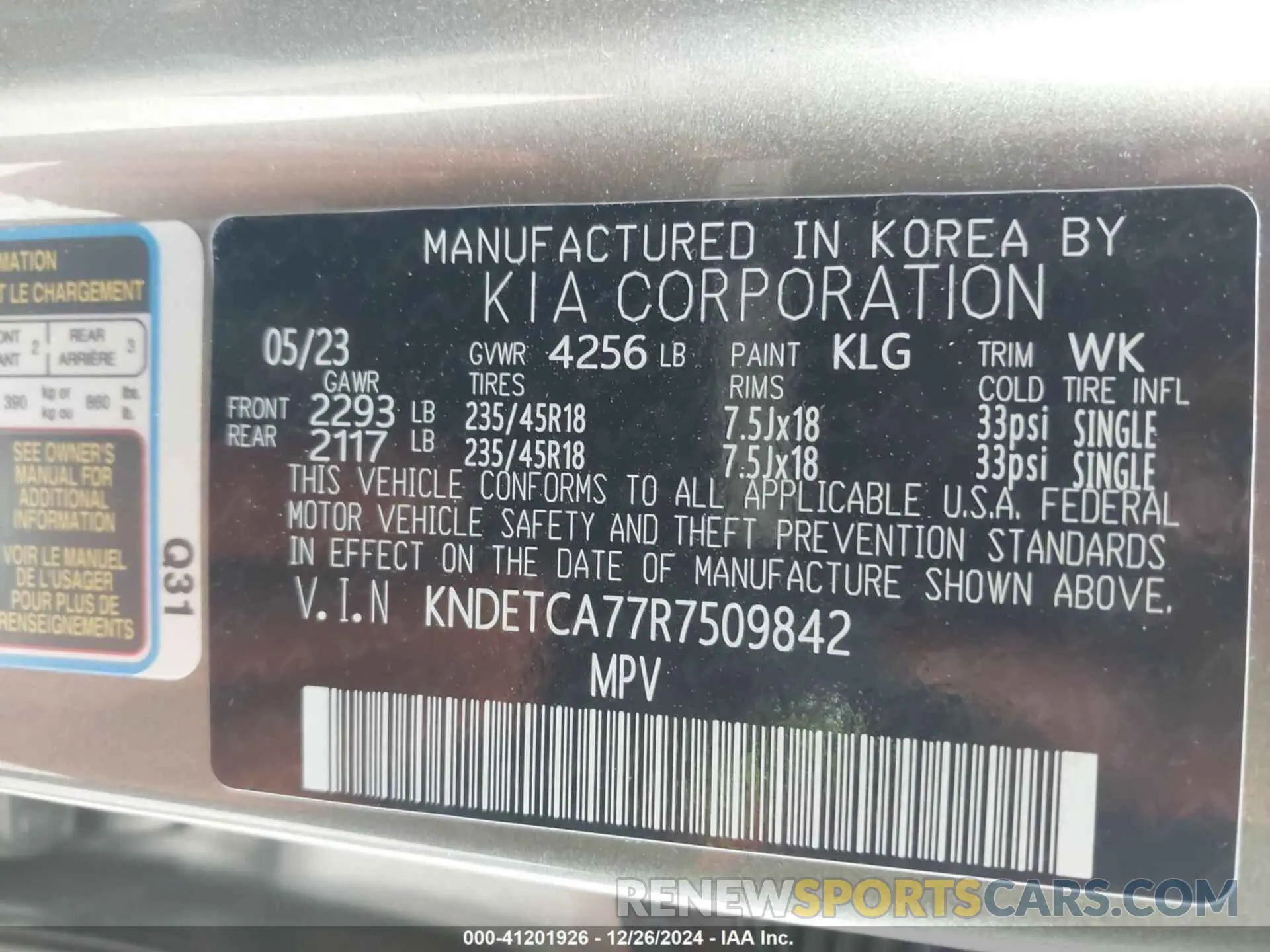 9 fotografías del automóvil dañado KNDETCA77R7509842 KIA SELTOS 2024