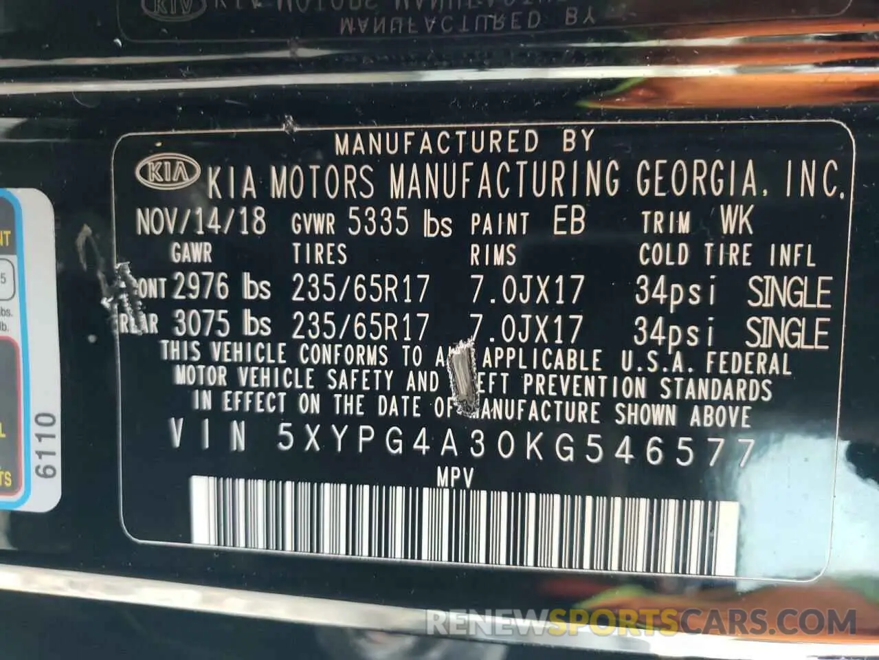 13 fotografías del automóvil dañado 5XYPG4A30KG546577 KIA SORENTO 2019