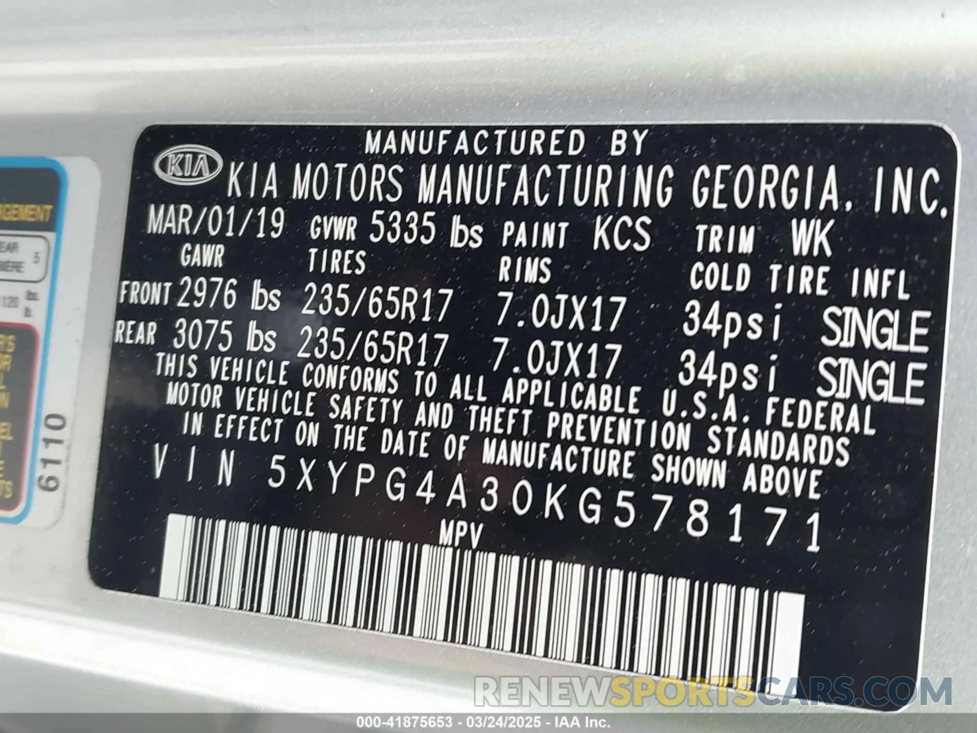 9 fotografías del automóvil dañado 5XYPG4A30KG578171 KIA SORENTO 2019
