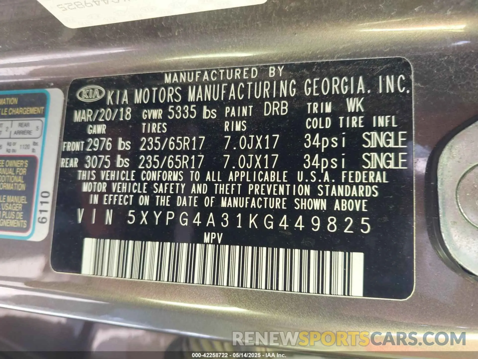 9 fotografías del automóvil dañado 5XYPG4A31KG449825 KIA SORENTO 2019