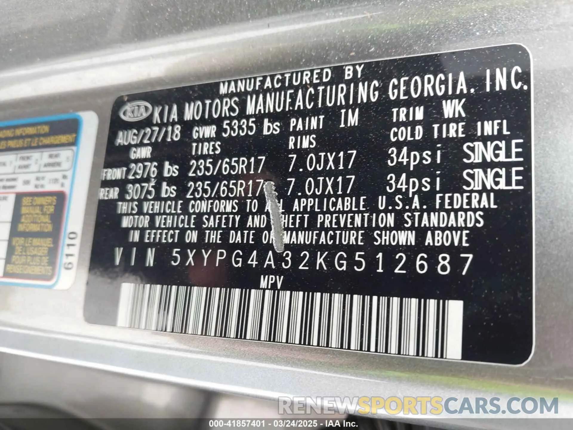 9 fotografías del automóvil dañado 5XYPG4A32KG512687 KIA SORENTO 2019