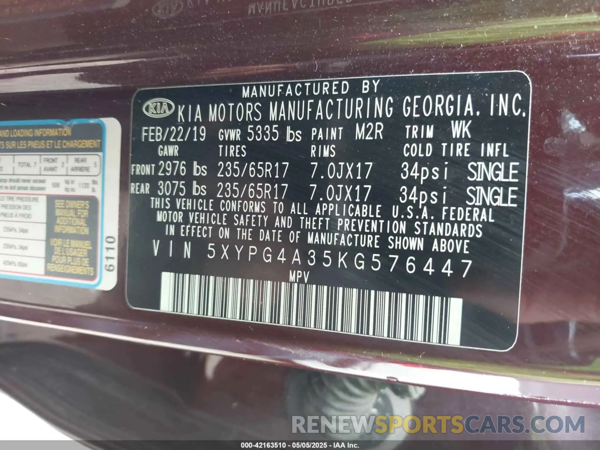 9 fotografías del automóvil dañado 5XYPG4A35KG576447 KIA SORENTO 2019