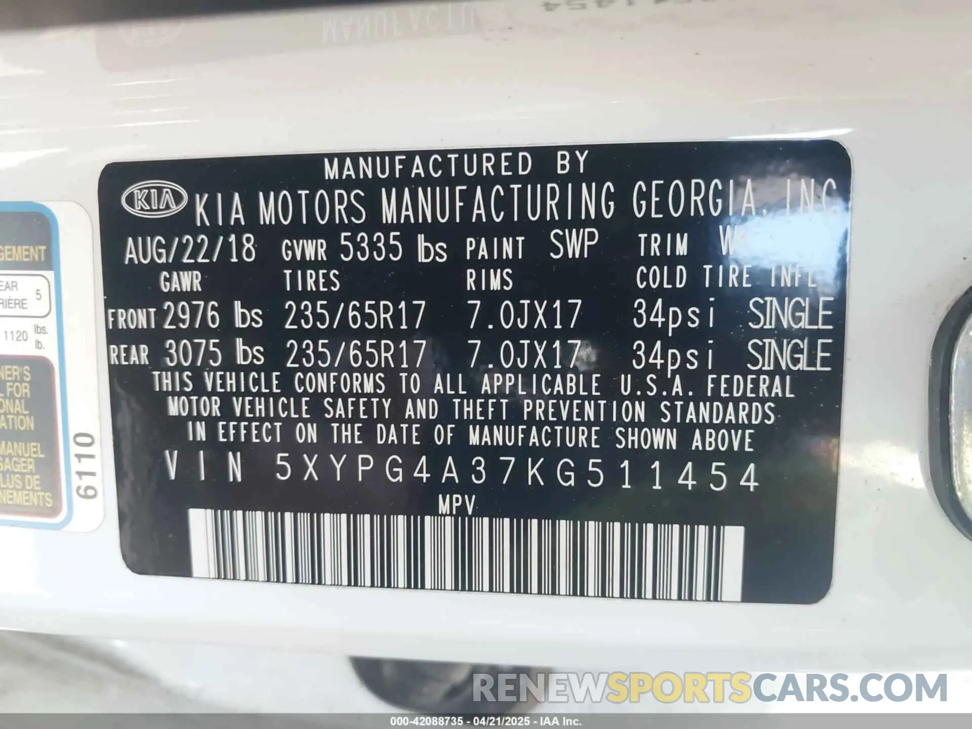 9 fotografías del automóvil dañado 5XYPG4A37KG511454 KIA SORENTO 2019