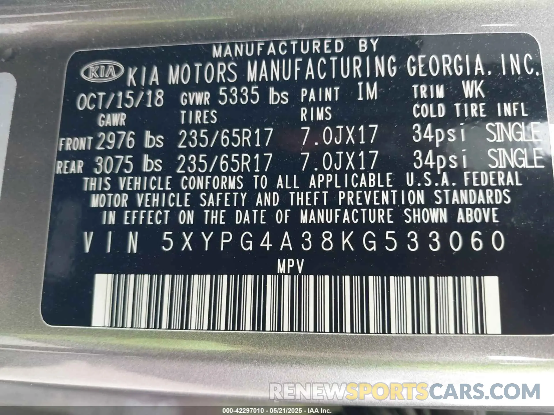 9 fotografías del automóvil dañado 5XYPG4A38KG533060 KIA SORENTO 2019