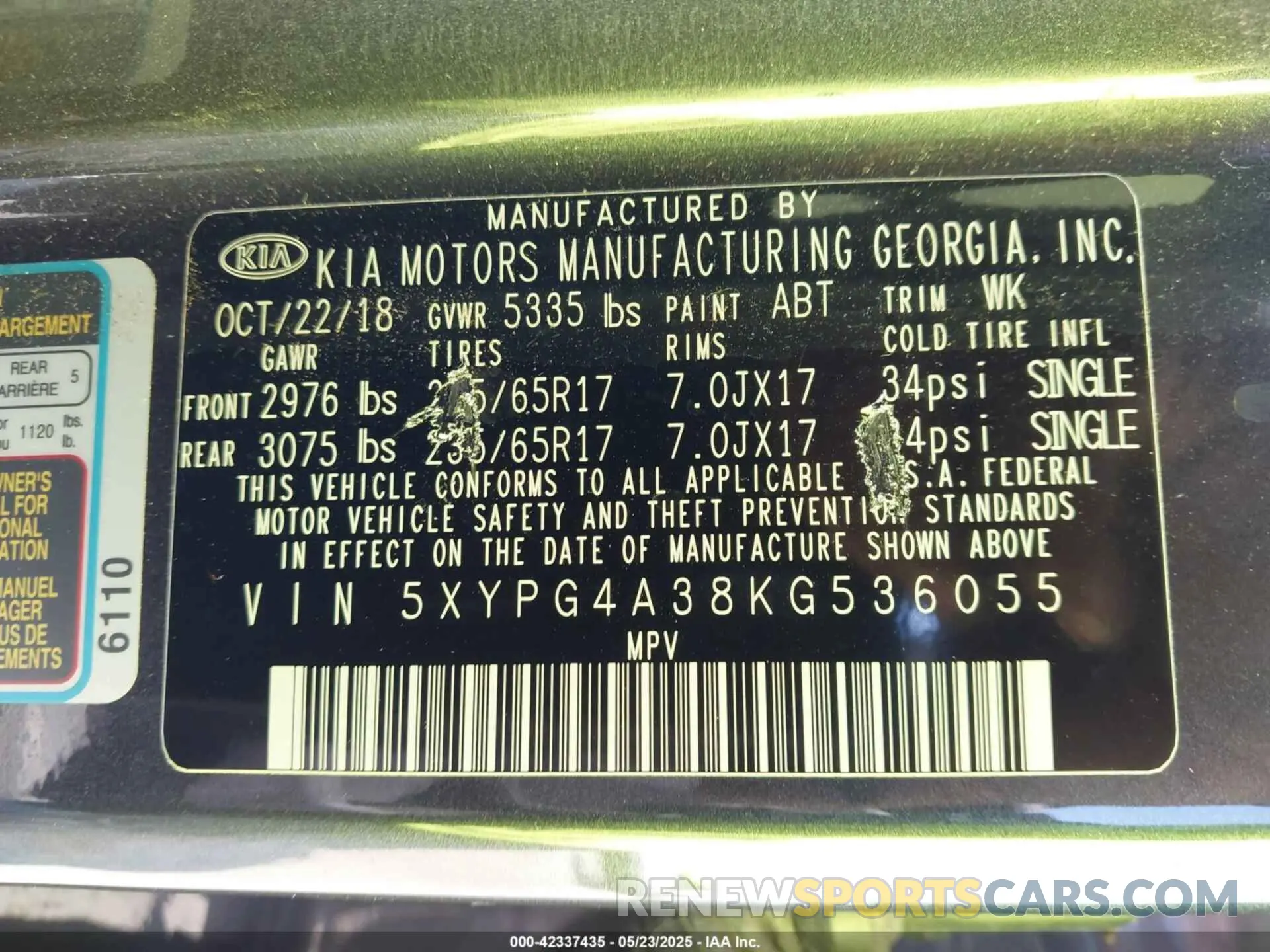 9 fotografías del automóvil dañado 5XYPG4A38KG536055 KIA SORENTO 2019